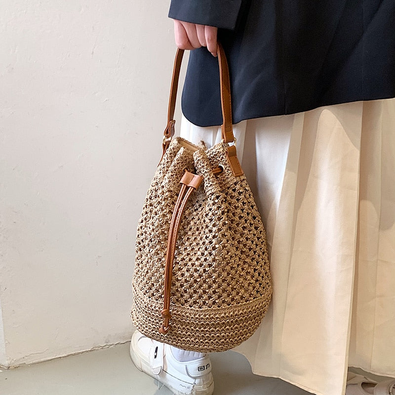 Bali Straw Bucket Bag