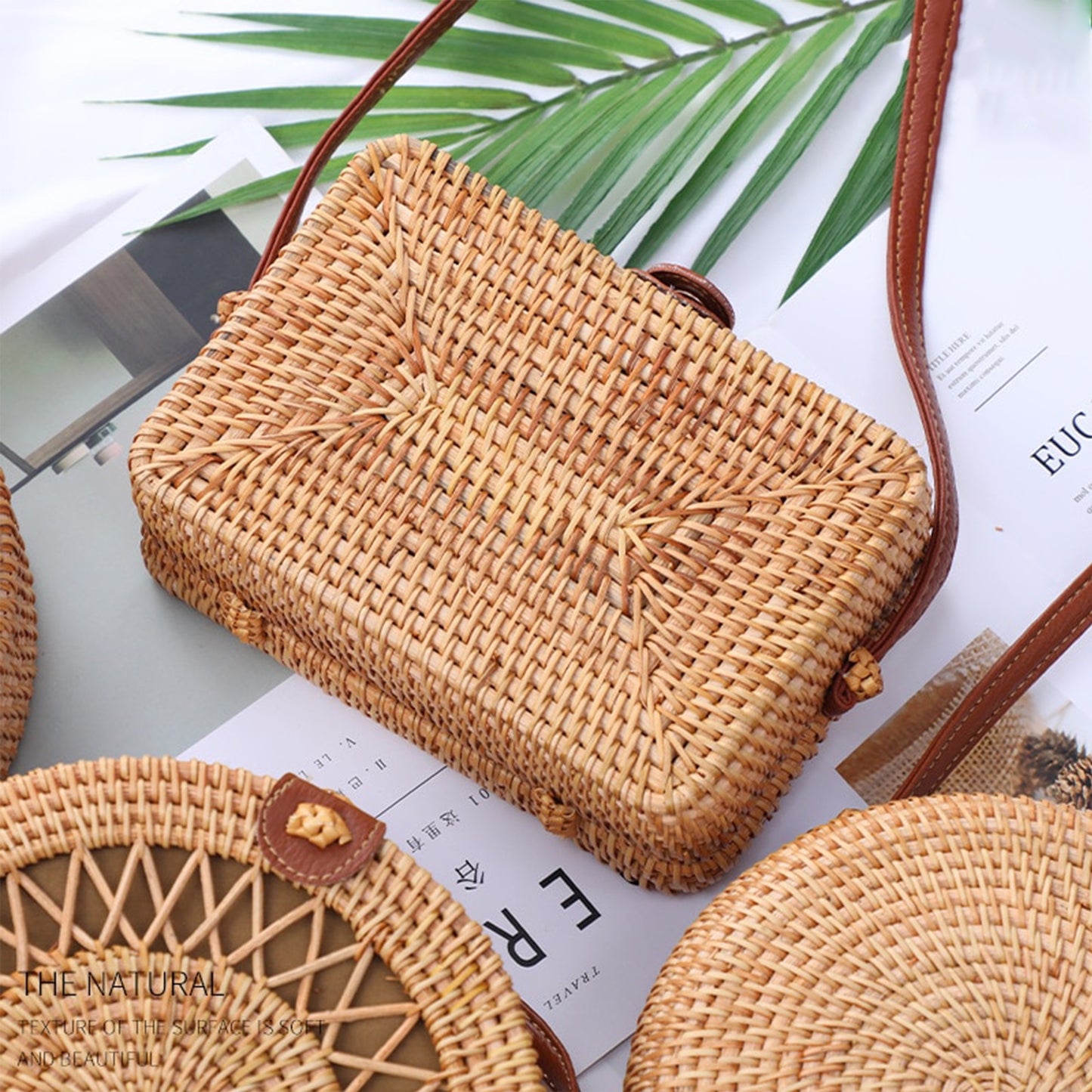 Bohemian Rattan Woven Shoulder Bag