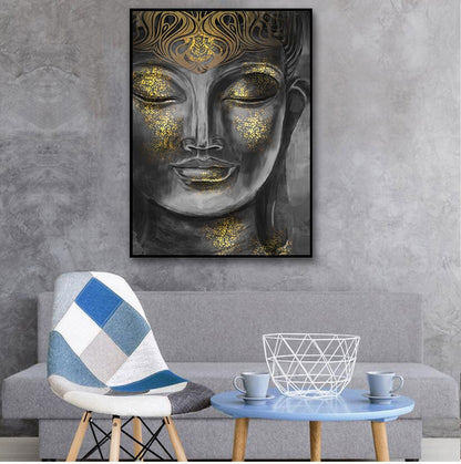 Balinese Golden Buddha HD Canvas Oil Painting