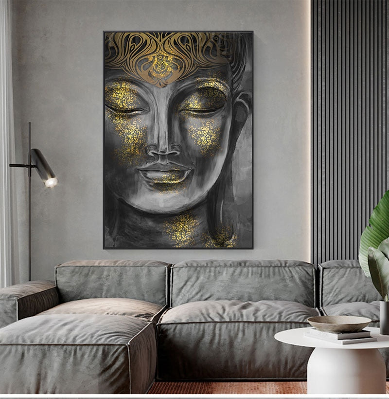 Balinese Golden Buddha HD Canvas Oil Painting