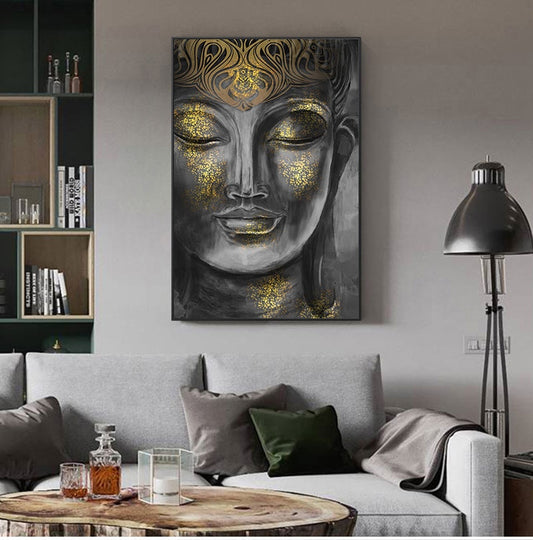 Balinese Golden Buddha HD Canvas Oil Painting