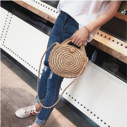 Bohemian Rattan Woven Shoulder Bag