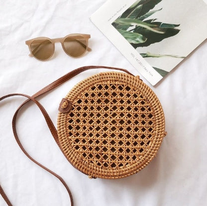 Bohemian Rattan Woven Shoulder Bag