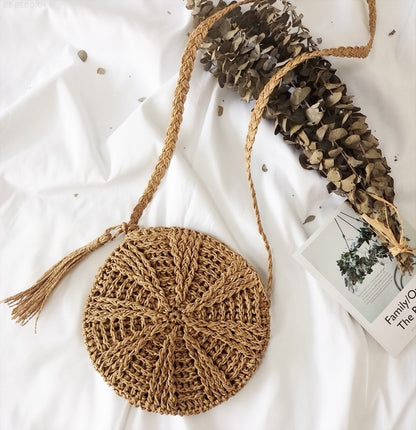 Bohemian Rattan Woven Shoulder Bag