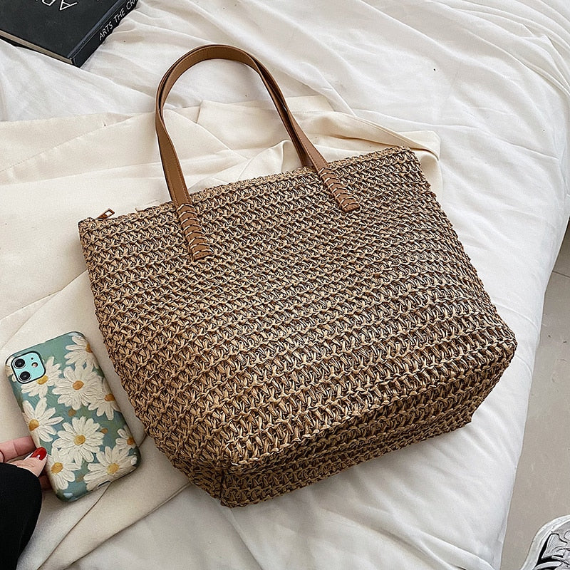 Summer Fashion Straw Beach Tote Bag