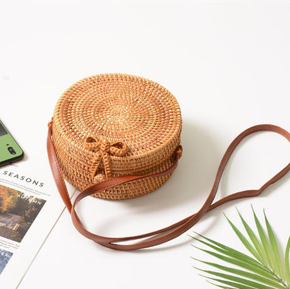 Bohemian Rattan Woven Shoulder Bag