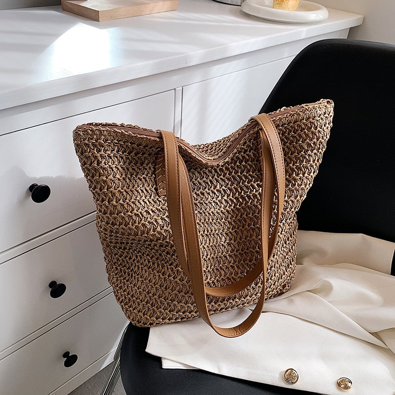 Summer Fashion Straw Beach Tote Bag