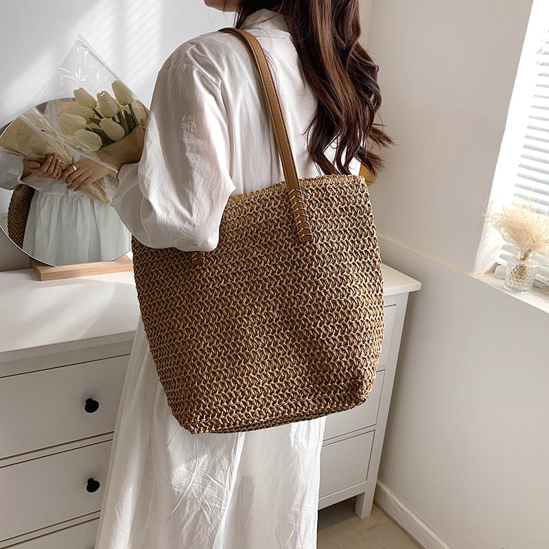 Summer Fashion Straw Beach Tote Bag