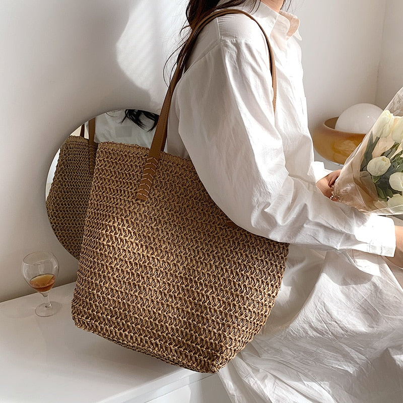 Summer Fashion Straw Beach Tote Bag