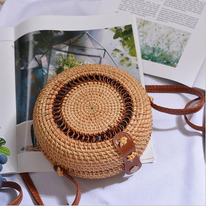 Bohemian Rattan Woven Shoulder Bag