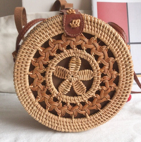 Bohemian Rattan Woven Shoulder Bag